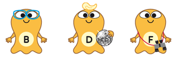 Die Alphabettis B, D und F